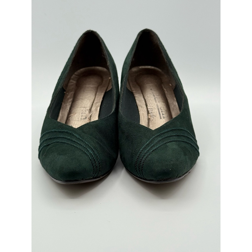 LifeStride Soft System Green Fabric Heels 6.5M – Vintage Style Pointed Toe Pumps - Picture 2 of 8